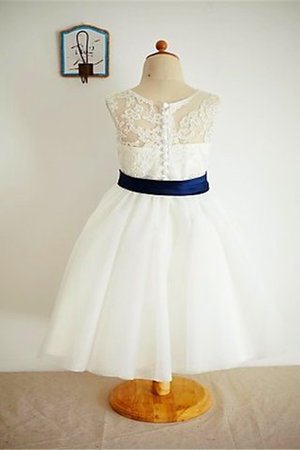 A Linie Prinzessin Knöchellanges Blumenmädchenkleid ohne Ärmeln mit Bordüre - Bild 2