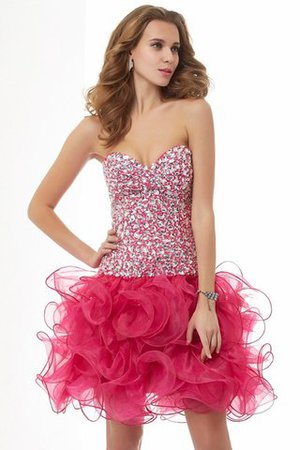 Natürliche Taile Organza Kurzes Abiballkleid mit Perlen ohne Ärmeln - Bild 1