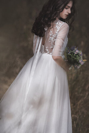 Robe de mariée a-ligne avec nœud voyant en satin vintage - Photo 3