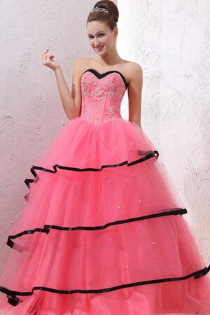 Robe de quinceanera avec perle col en forme de cœur - Photo 3