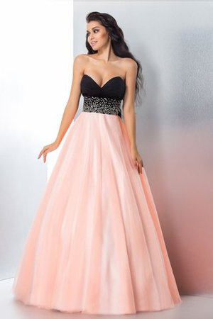 Perlenbesetztes Ärmelloses Satin Bodenlanges Quinceanera Kleid mit Herz-Ausschnitt - Bild 3