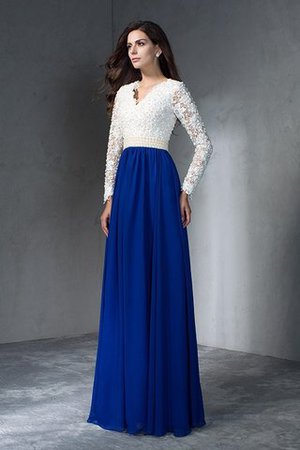 Robe de soirée longue v encolure avec manche longue avec zip avec chiffon - Photo 3