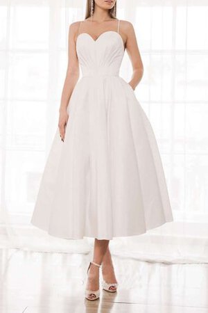 Satin Verlockend Ärmelloses A-Line Wadenlanges Brautkleid - Bild 1