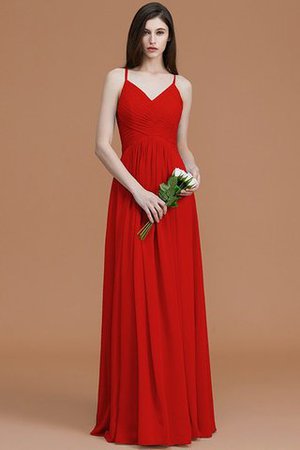 Spaghetti Träger Normale Taille Gerüschtes Ärmellos Bodenlanges Brautjungfernkleid - Bild 29