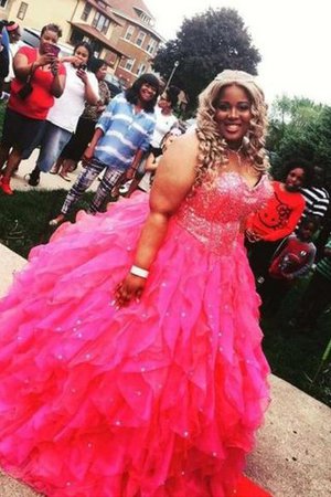 Abito da Ballo con Perline Senza Maniche Ball Gown A Terra Taglia Forte - Foto 1