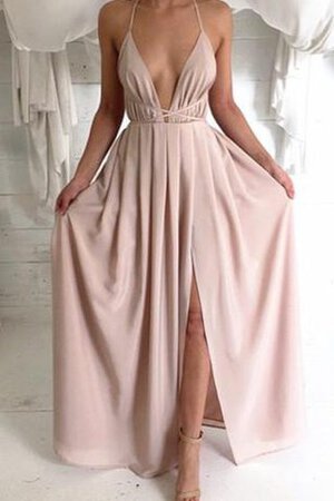 Robe de bal attirent avec sans manches de col en v jusqu'au sol bandouliere spaghetti - Photo 1