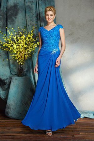 Normale Taille Reißverschluss Kurze Ärmeln V-Ausschnitt Anständiges Brautmutterkleid - Bild 4