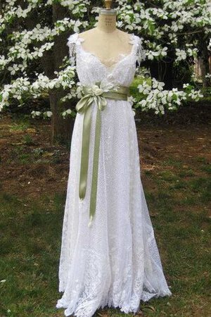 Spitze V-Ausschnitt Brautkleid mit Schmetterlingsknoten mit Schleife - Bild 4