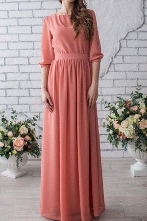 Schaufel-Ausschnitt bodenlanges langes Brautjungfernkleid mit Schleife mit Knöpfen - Bild 1