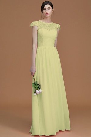 Robe demoiselle d'honneur naturel ligne a fermeutre eclair en chiffon col ras du cou - Photo 14