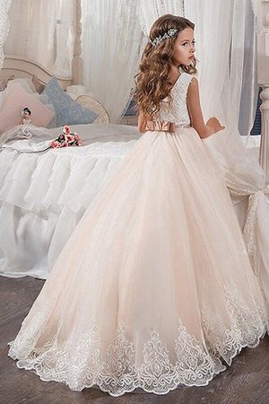Abito da Cerimonia Bambini A Terra in Tulle Ball Gown decorato con Fiore - Foto 2