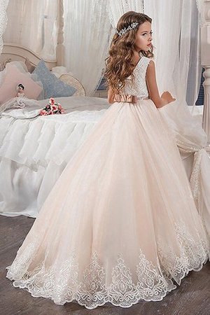 Abito da Cerimonia Bambini A Terra in Tulle Ball Gown decorato con Fiore - Foto 2