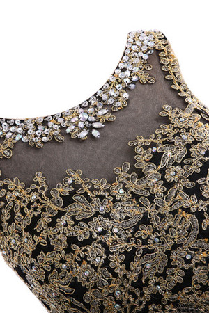 Halle Ärmelloses formelles exklusive Ballkleid mit Bordüre mit natürlicher Taille - Bild 3