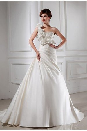 Abito da Sposa A-Line Coda A Strascico Cappella con Fiore Alta Vita Monospalla - Foto 1