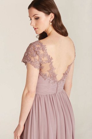 Robe demoiselle d'honneur plissage ruché avec chiffon decoration en fleur col en v foncé - Photo 2