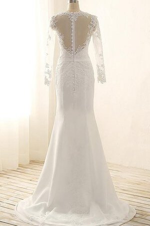 Etui Zickzack Ausschnitt Perlenbesetztes langes Brautkleid aus Spitze aus Satin - Bild 5