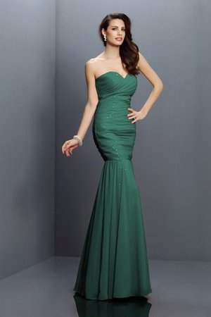 Chiffon Plissiertes Bodenlanges Brautjungfernkleid mit Herz-Ausschnitt mit Empire Taille - Bild 9