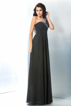 Robe de bal a-ligne avec chiffon avec perle longueur au ras du sol avec sans manches - Photo 5