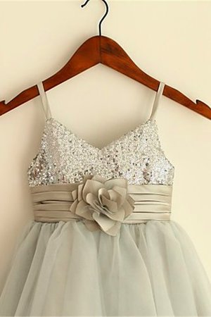 Prinzessin Paillettenbesetztes A-Linie Wadenlanges Blumenmädchenkleid mit Blume - Bild 2