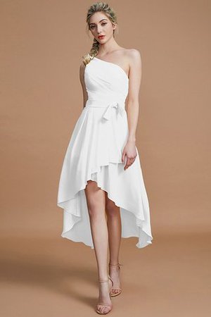 Robe demoiselle d'honneur courte avec zip manche nulle asymétrique avec chiffon - Photo 33