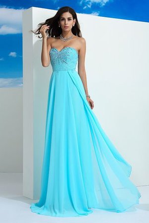 Chiffon Herz-Ausschnitt A-Linie Bodenlanges Abendkleid mit Perlen - Bild 6