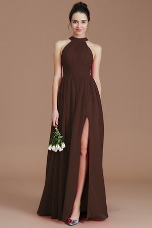 Abito da Damigella Naturale Cerniera in Chiffon Principessa con Increspato - Foto 12