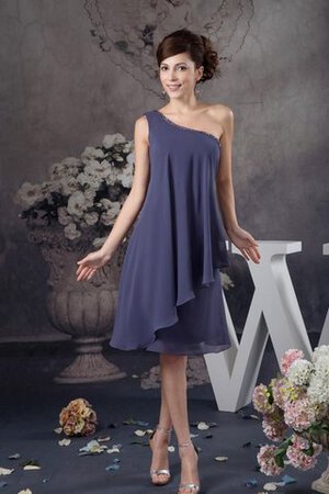 Perlenbesetztes Chiffon drapiertes Ein Schulter knielanges Cocktailkleid - Bild 1