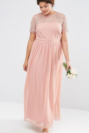 Kurze Ärmeln a linie Schaufel-Ausschnitt Spitze extravagantes Brautjungfernkleid aus Chiffon - Bild 1