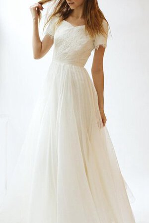 Abito da Sposa A-Line Elegante con Fusciacca Semplice Spazzola Treno con Applique - Foto 1