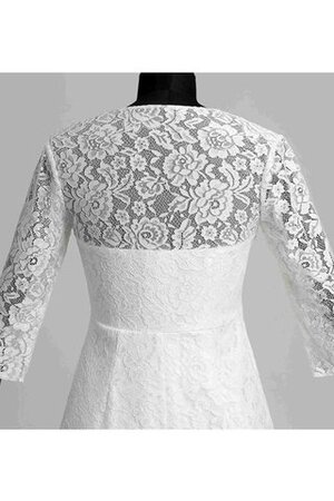 Robe de mariée simple au niveau de genou de tour de ceinture en haute ruché de col en v - Photo 9