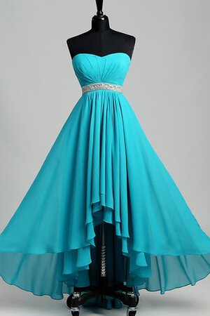 Gerüschtes Herz-Ausschnitt Perlenbesetztes A Linie luxus Ballkleid aus Chiffon - Bild 3