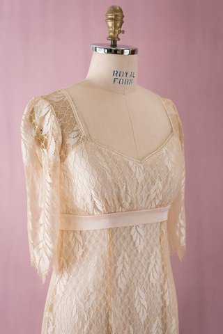 Abito da Sposa con Mezze Maniche A-Line in Pizzo Semplice V-Scollo in pizzo - Foto 2