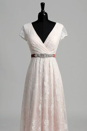Robe de mariée informel elégant en dentelle a-ligne avec manche courte - Photo 7