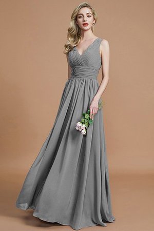 Abito da Damigella A-Line Principessa A Terra Senza Maniche in Chiffon - Foto 32