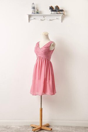 Robe demoiselle d'honneur facile ruché avec chiffon avec zip v encolure - Photo 4