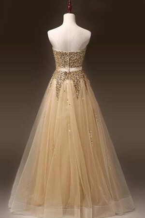 A-Line Tüll Paillettenbesetztes bodenlanges Abendkleid ohne Ärmeln mit Reißverschluss - Bild 2