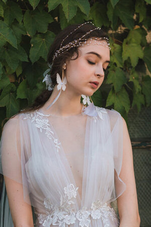 Abito da sposa v-scollo a-line vendita calda con fiore a terra moda - Foto 3