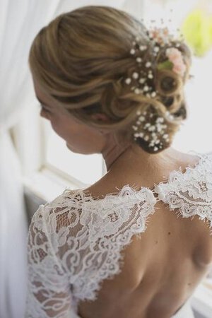 Robe de mariée elégant col u profond de sirène decoration en fleur boutonné - Photo 6