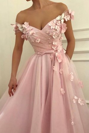 A Linie Tüll Normale Taille Süss Ballkleid mit Applike - Bild 2