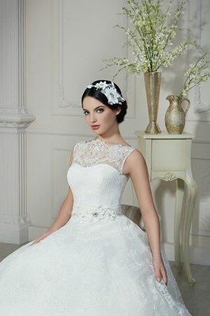 Robe de mariée naturel facile elevé a-ligne avec fleurs - Photo 4