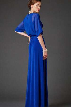 Robe de bal plissé a-ligne avec manche 1/2 col en bateau avec ruban - Photo 2