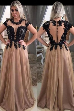 Abito da sera in tulle tondo con manica corte sbalorditivo con applique principessa - Foto 1