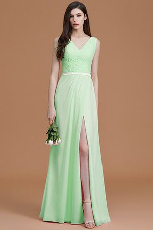Normale Taille Gerüschtes Prinzessin Bodenlanges Brautjungfernkleid ohne Ärmeln - Bild 32