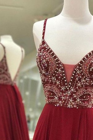 Spaghetti Träger Prinzessin Natürliche Taile Bodenlanges Ballkleid mit Perlen - Bild 2