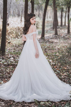 Robe de mariée branle longueur au ras du sol bucolique bretelles spaghetti frappant - Photo 3