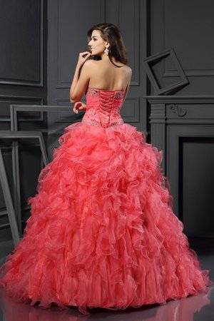 Robe de quinceanera naturel longue en organza manche nulle col en forme de cœur - Photo 2