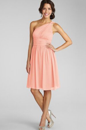 Ein Schulter trägerloser Ausschnitt Chiffon A-Line mini Brautjungfernkleid - Bild 9