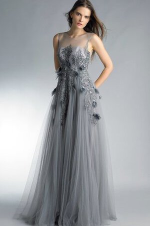 Robe de bal appliques avec manche courte ligne a en tulle col ras du cou - Photo 1