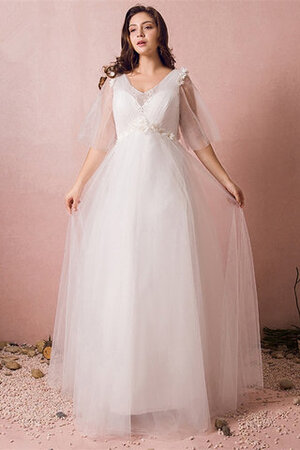 Robe de mariée frappant v encolure en satin lache spécial - Photo 1