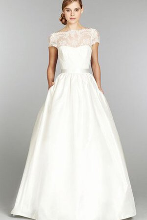 Robe de mariée plissage col en bateau ceinture en étoffe ruché avec manche courte - Photo 1